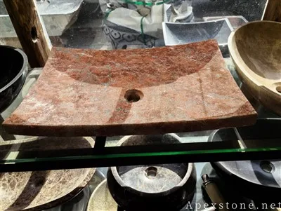 Đá cẩm thạch màu đỏ với bồn rửa tích hợp